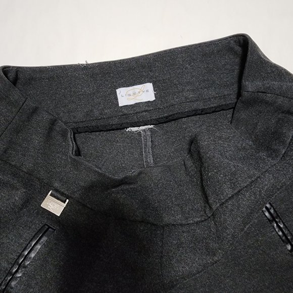 Lisette L Heathered Gray Stretch Knit Mid Rise Skinny Pants - Picture 5 of 6